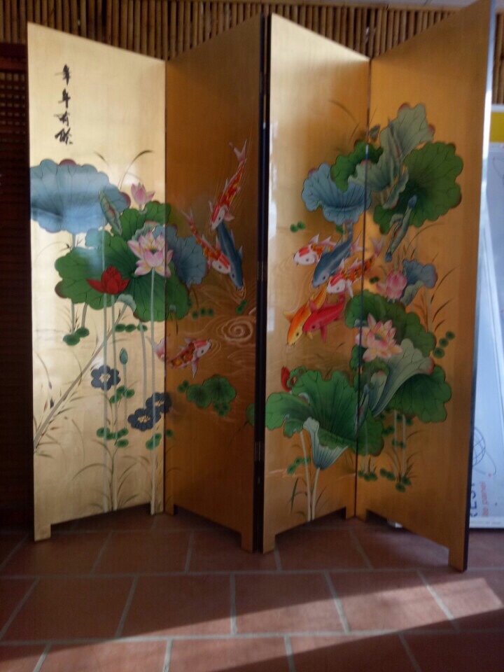 Bình Phong Sơn Mài Hoa Sen Mã HA-010 Bình Phong Sơn Mài Hoa Sen Mã HA-010