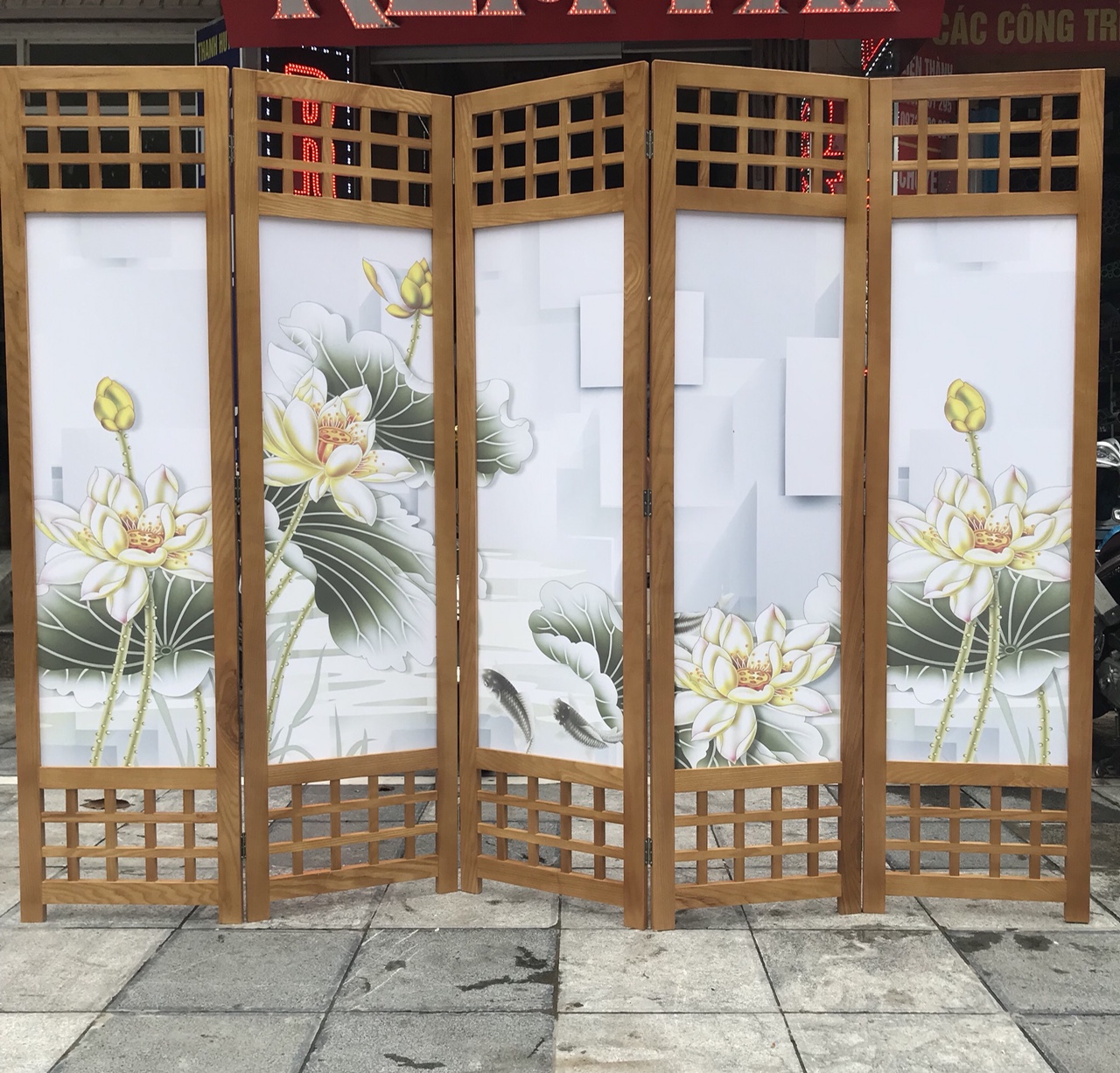 Bình Phong Gỗ Nền Tranh 3D Mã HA-6036 Bình Phong Gỗ Nền Tranh 3D Mã HA-6036