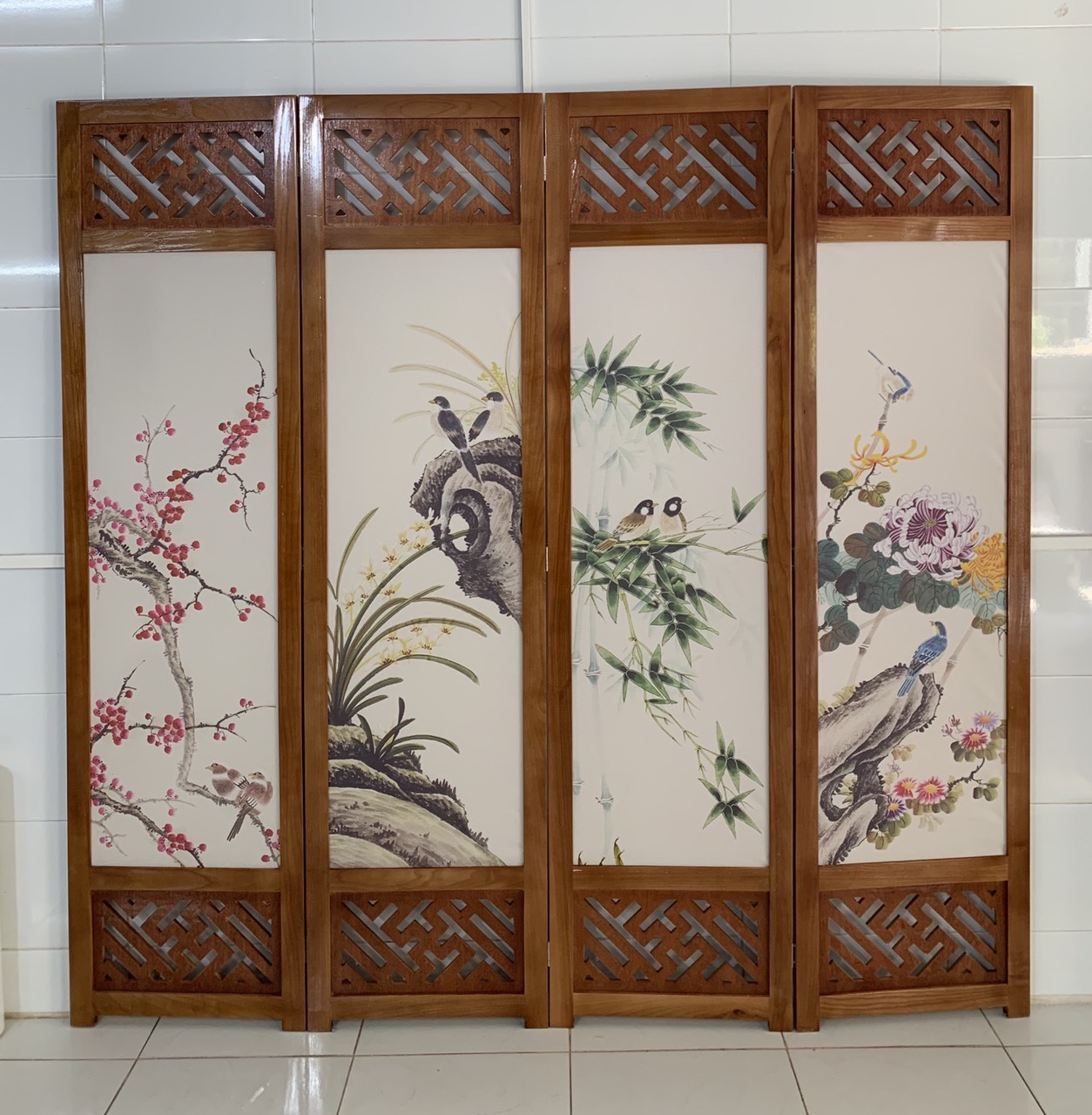 Bình phong Gỗ Nền Tranh 3D Mã HA-6065 Bình phong Gỗ Nền Tranh 3D Mã HA-6065