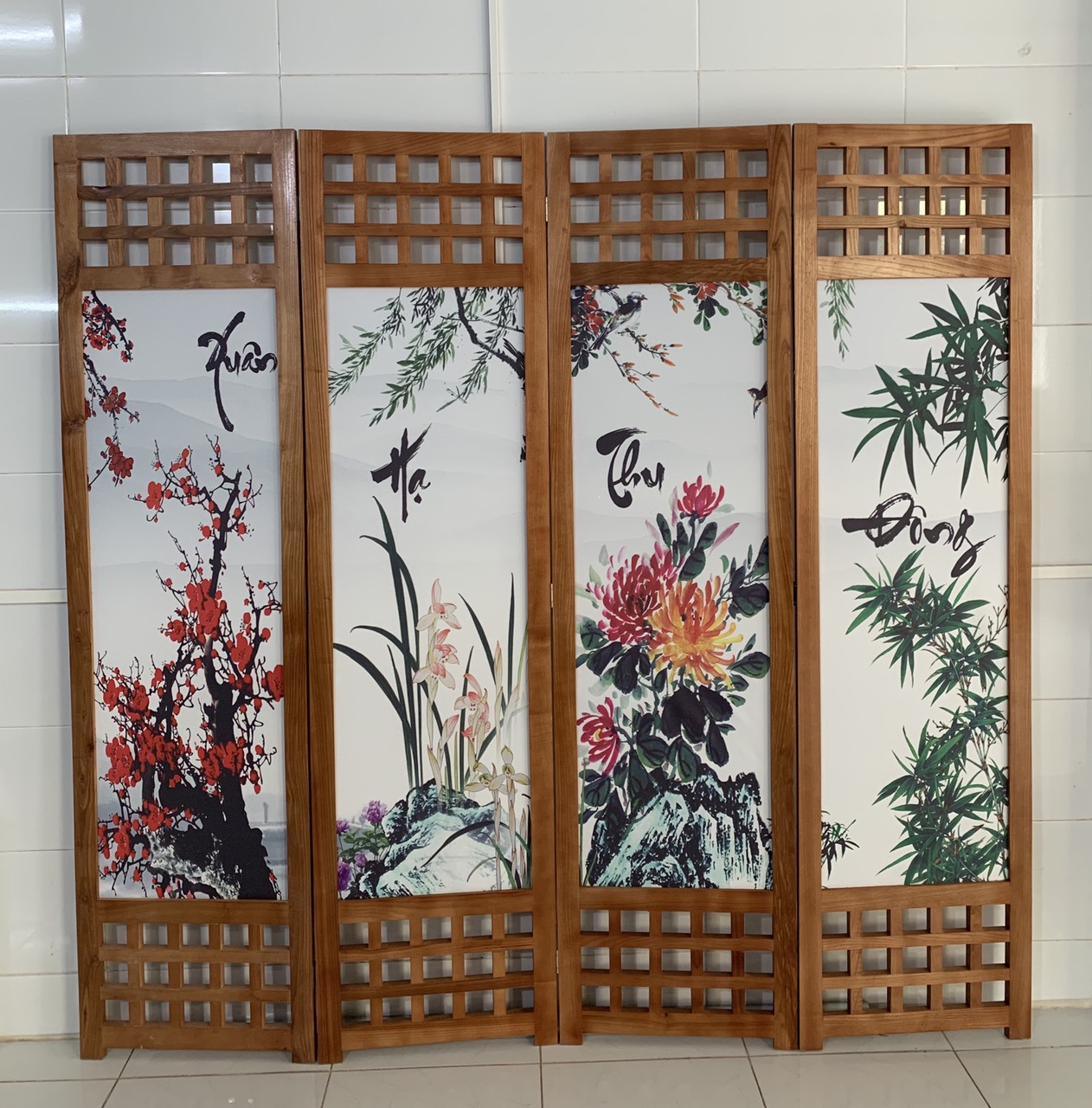 Bình phong Gỗ Nền Tranh 3D Mã HA-6064 Bình phong Gỗ Nền Tranh 3D Mã HA-6064