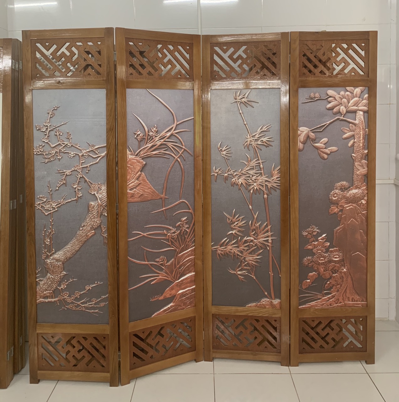 Bình phong Gỗ Nền Tranh 3D Mã HA-60681 Bình phong Gỗ Nền Tranh 3D Mã HA-60681