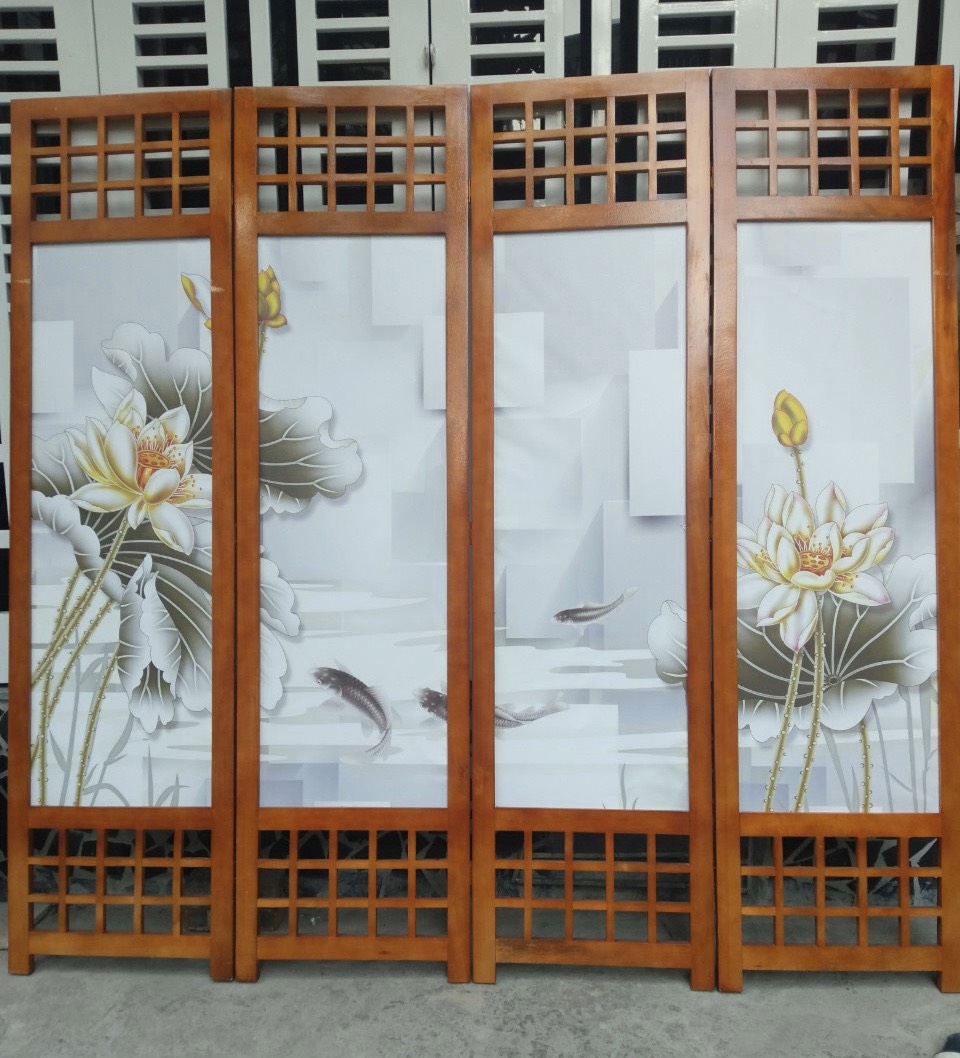 Bình phong Gỗ Nền Tranh 3D Mã HA-6056 Bình phong Gỗ Nền Tranh 3D Mã HA-6056